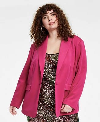 Bar Iii Trendy Plus Scuba-Knit Blazer, Created for Macy's