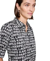 Karl Lagerfeld Paris Women's Logo-Print Button-Up Shirt