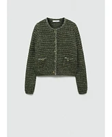 Mango Women's Lurex Chunky-Knit Cardigan