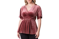 Kiyonna Plus Park Avenue Velvet Peplum Top