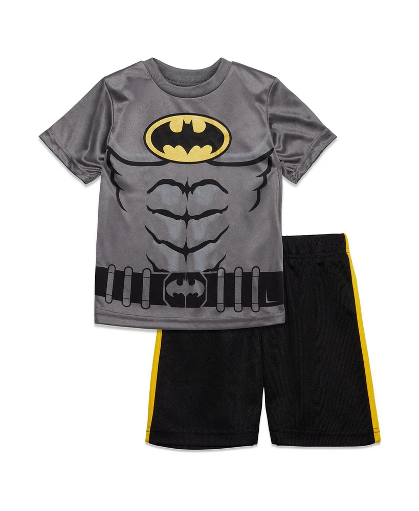 Dc Comics Big Boys Justice League Athletic Pullover T-Shirt and Mesh Shorts Outfit Set