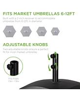 Best Choice Products Fillable Mobile Umbrella Base Heavy Duty Market Stand w/ 4 Wheels, 2 Locks, 123lb Capacity