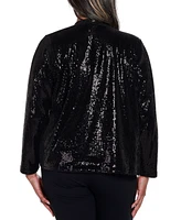 Belldini Black Label Plus Stretch Velvet Sequin Knit Cardigan Sweater