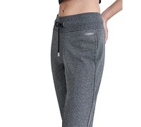 Dkny Sport Women's Drawstring Rhinestone Logo Fleece Jogger Sweatpants