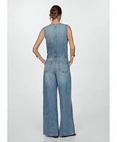 Mango Women's Long Denim Jumpsuit