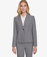 Tommy Hilfiger Women's Gingham Puff-Sleeve Blazer