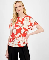 Anne Klein Women's Printed Short-Sleeve Blouse