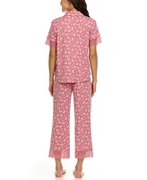 Flora by Nikrooz Women's Janelle Notch Top and Capri Pajama Set