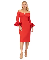 Eliza J Women's Ruffled-Cuff Off-The-Shoulder Cocktail Dress