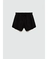 Mango Women's High-Waisted Straight-Fit Cupro Shorts