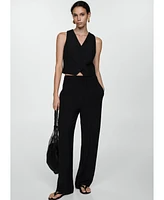 Mango Women's Textured Flowy Pants