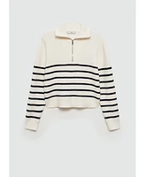 Mango Women's Zipper Striped Sweater