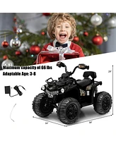 Costway 12V Kids Ride On Atv Electric 4-Wheeler Quad 2 Speeds with Mp3 & Headlights