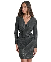 Dkny Women's Metallic-Dot Gathered-Waist Dress