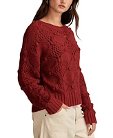 Lucky Brand Women's Bobble Mixed-Stitch Crewneck Sweater