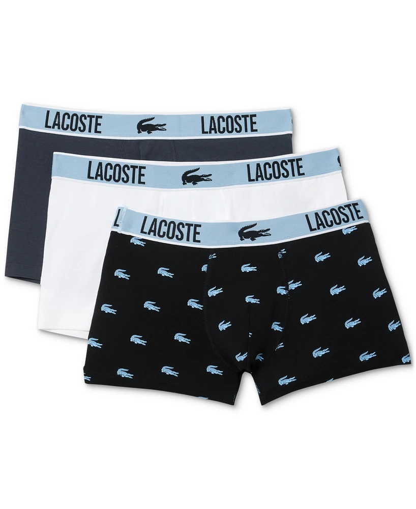 Lacoste Men's 3-Pack Crocodile-Print Logo Boxers