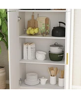 Famapy White Wooden Accent Bookcase, Sideboard, with Adjustable Shelves