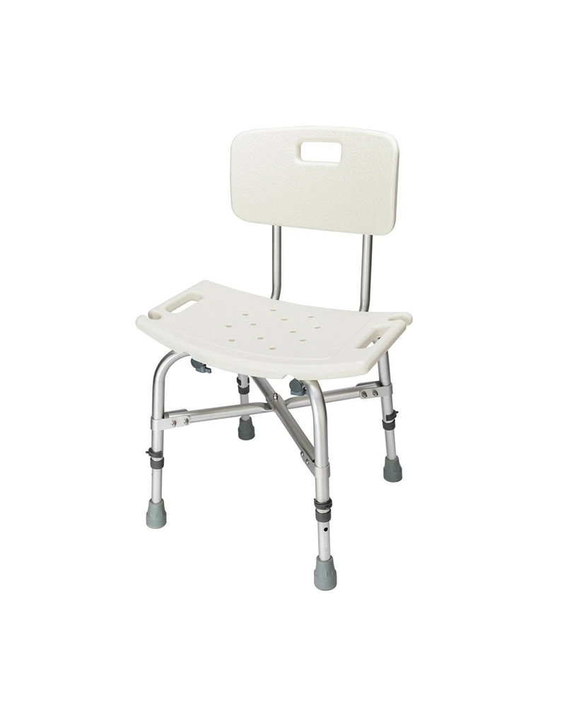 Slickblue Heavy Duty Aluminium Alloy Bath Chair Bench with Back – White Medical Bathroom Safety