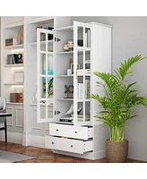 Famapy White Storage Cabinet with 2-Drawers and Anti-dumping Device