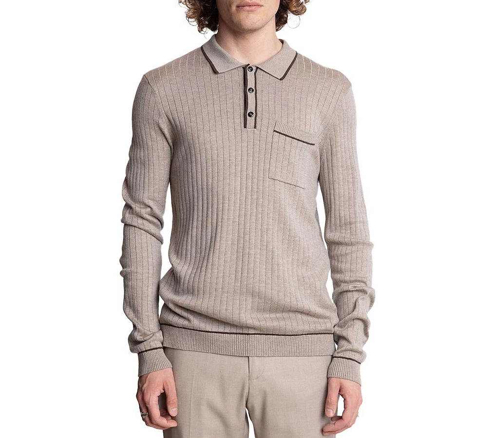 Paisley & Gray Men's Tipped Long-Sleeve Polo Shirt