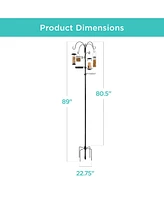 Best Choice Products 89in 6-Hook Bird Feeding Station, Steel Multi-Feeder Stand w/ 4 Feeders, Tray, Bath