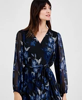 Robbie Bee Women's Printed Surplice-Neck Maxi Dress