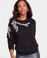 I.n.c. International Concepts Women's Embellished Crewneck Sweater, Created for Macy's