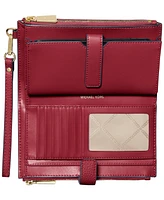 Michael Kors Adele Double-Zip Pebble Leather Phone Wristlet