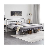 Yaheetech Classic Iron Platform Bed with High Headboard