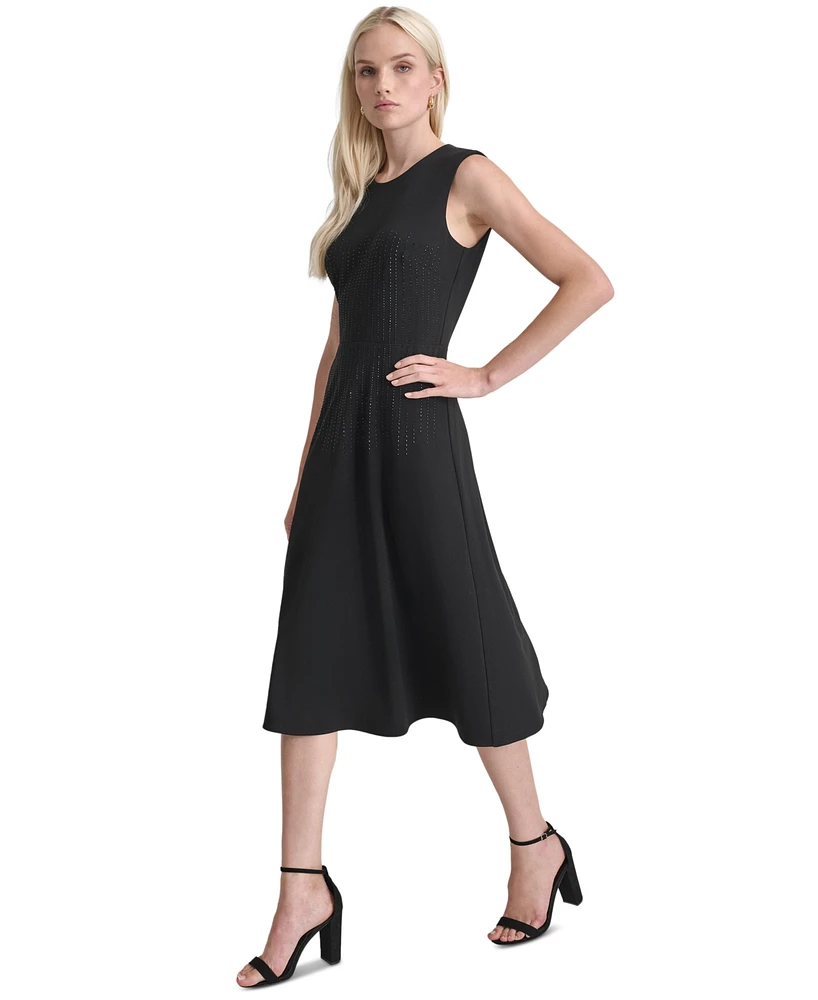 Dkny Women's Fit & Flare Rhinestone-Embellished Dress