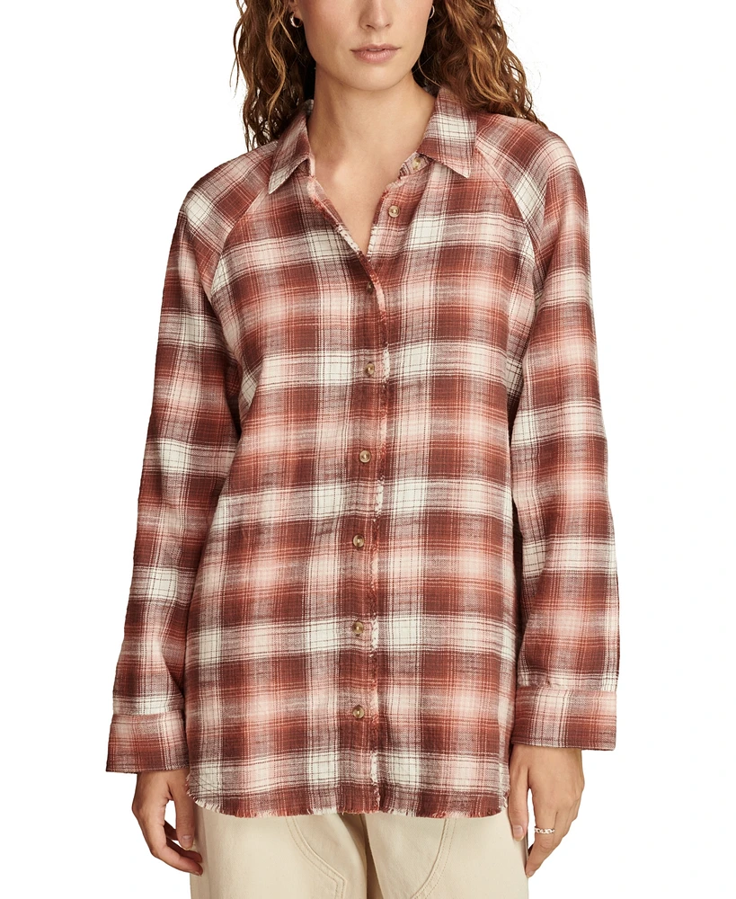 Lucky Brand Women's Plaid Button-Down Long-Sleeve Tunic Shirt