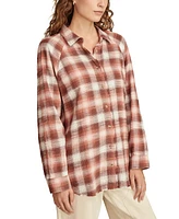 Lucky Brand Women's Plaid Button-Down Long-Sleeve Tunic Shirt
