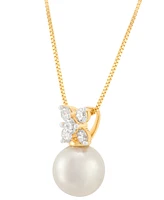 Grown With Love Cultured Freshwater Pearl (8-1/2mm) & Lab Grown Diamond (1/3 ct. t.w.) Cluster 18" Pendant Necklace in 14k Gold