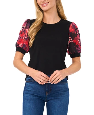 CeCe Women's Floral Puff-Sleeve Blouse