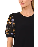 CeCe Women's Floral Puff-Sleeve Blouse