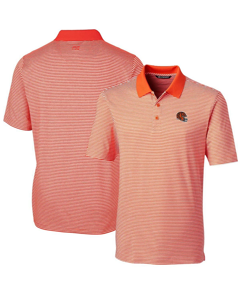 Cutter & Buck Men's Cincinnati Bengals Helmet Forge Tonal Stripe Stretch Polo