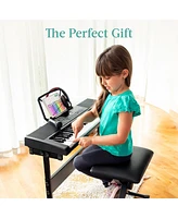 Best Choice Products 61-Key Beginners Electronic Keyboard Piano Set w/ Led, 3 Teaching Modes, H-Stand, Stool