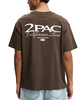 Cotton On Men's Box Fit Premium Music T-Shirt - Lcn Bra Ashen Brown / Tupac