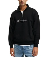 Cotton On Men's Graphic 1/4 Zip Fleece Sweatshirt