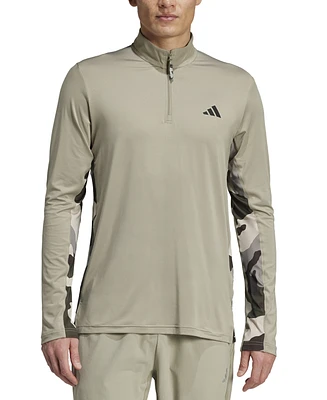 adidas Men's Quarter-Zip Camo Panel Sweatshirt