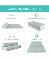 Best Choice Products 4in Thick Folding Portable Seafoam Mattress Topper w/ Carry Case