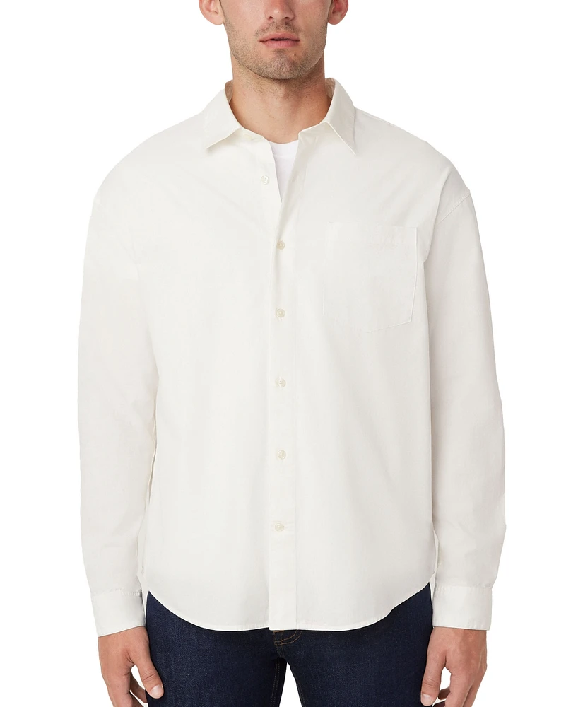 Frank And Oak Men's Loose-Fit Solid Button-Down Poplin Shirt