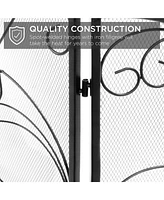 Best Choice Products 3-Panel 55x33in Wrought Iron Fireplace Safety Screen Decorative Scroll Spark Guard Cover