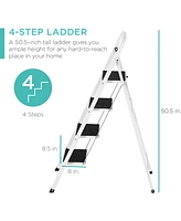 Best Choice Products 4-Step Portable Folding Steel Ladder w/ Hand Rail, Wide Platform Steps, 330lbs Capacity