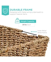 Best Choice Products Set of 4 Multipurpose Stackable Seagrass Storage Laundry Organizer Baskets w/ Handles