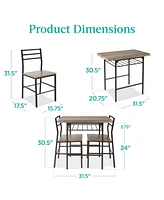 Best Choice Products 3-Piece Modern Dining Set, Square Table & Chairs Set w/ Steel Frame, Built-In Storage Rack