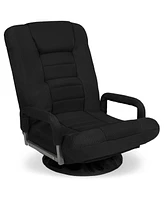 Best Choice Products 360-Degree Swivel Gaming Floor Chair w/ Armrest Handles, Foldable Adjustable Back