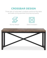 Best Choice Products 45.5in 3-Piece Bench Style Dining Furniture Set, 4-Person Dinette w/ 2 Benches, Table