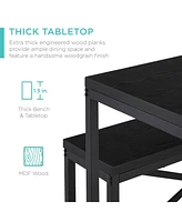 Best Choice Products 45.5in 3-Piece Bench Style Dining Furniture Set, 4-Person Dinette w/ 2 Benches, Table