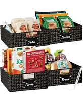 Best Choice Products Set of 4 13in Woven Water Hyacinth Pantry Baskets w/ Chalkboard Label, Chalk Marker